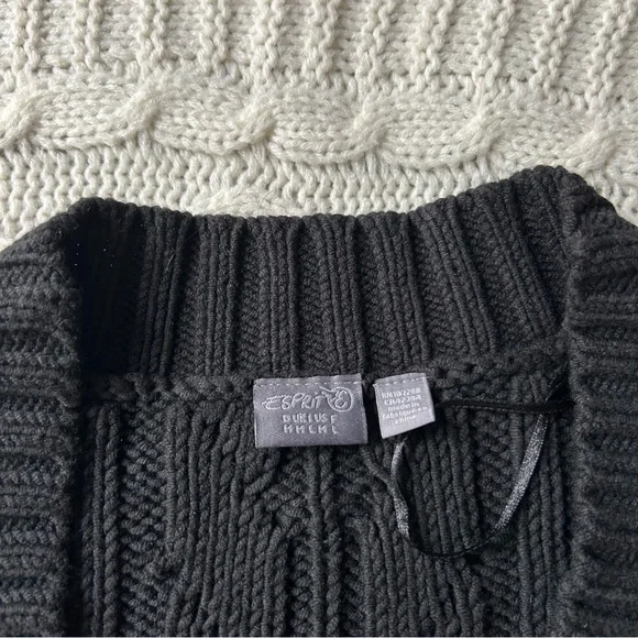 Esprit Black Cable Knit Short Sleeve Cardigan - Picture 5 of 5